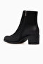 Women's Heeled Zippered Leather Boots 26K 26030310K Black - 3
