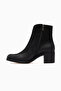 Women's Heeled Zippered Leather Boots 26K 26030310K Black - 2