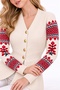 Kadı Knitwear Cardigan with Patterned Sleeves and Button Details, Stylish for Winter - 3