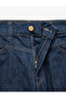 High Waist Stitched Detail Cotton Pocket Buttoned Cigarette Jean Trousers - 4