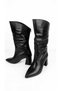 Pointed Toe, Matte, Back Zipper, 35 cm Drawstring Women's Long Boots - 6