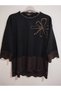 1st quality knitwear, shiny, three-quarter sleeve, relaxed fit, cotton sweater