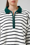 Zippered Striped Polo Collar Premium Knitwear Sweater - 5