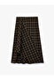Asymmetrical A-Line Plaid Midi Skirt