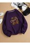 Women's Winter Oversized Leopard Cherry Printed Crew Neck Sweatshirt Cherry Gold