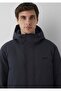 M0110833 Embroidery Logo Hooded Inflatable Coat Men's Coat Dark Blue - 4