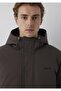 M0110833 Embroidery Logo Hooded Inflatable Coat Men's Coat Brown - 7