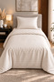 Premium Striped Cotton Satin Single Duvet Cover Set |   Pillowcase and Sheet Included |   Cream - 6