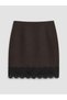 Alita City Farkıyla Soulife Brown Plain Mini Women's Skirt - 5