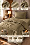 Premium Striped Cotton Satin Single Duvet Cover Set |   Pillowcase and Sheet Included |   Khaki - 3