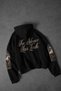Men's Black Silence Patch Embroidery Oversize Hoodie