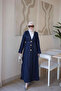 Navy Blue Accessory Belted Long Denim Cap
