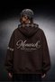 Men's Brown Monarch Embroidered Oversize Full Zip Hoodie - 2