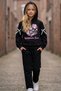 Girl's "Wildflower Bear" Premium Oysho Fabric Hooded Tracksuit Set - 9