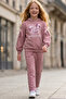 Girl's "Wildflower Bear" Premium Oysho Fabric Hooded Tracksuit Set - 8