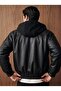 Men's Hooded Removable Leather Coat - 4