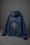 Men's Navy Blue Tempest Special Washed Oversize Hoodie - 5