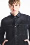 Regular Fit Leather Collar Buttoned Long Sleeve Jean Jacket I5801Ax26Au - 4