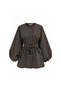 Balloon Sleeve Belted Cap Brown