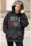 Unisex Oversize Rock and Roll Printed Hooded Washable Sweatshirt - 2