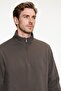Men's Brown Standard Fit Regular Cut Fleece Lined Bato Collar Cotton Sweatshirt - 4