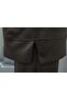 Pantsuit with Side Slits and Grass-Green Front Panel - Dark Brown - 7