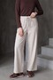 Elastic Waist, Lace Detail, Double Pockets, Wide Leg Tencel Jeans - Stone Color