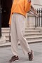 Elastic Waist, Lace Detail, Double Pockets, Wide Leg Tencel Jeans - Stone Color - 5