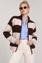 Striped Zippered Knitwear Cardigan Lki̇0058 Brown Stone - 2