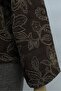 Shirt Collar Mixed Patterned Buttoned Front Quilted Jacket -Brown - 6