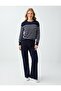 Navy Blue Striped Patterned Crew Neck Basic Knit Sweater - 2