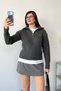 Women's Half Zipper Ribbed Knit Sweater Anthracite - 27K 2601 - 4