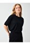 Black Crew Neck Elbow Sleeve Basic Knit Sweater - 5