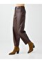 Brown Relaxed Fit Leather Look Trousers - 5
