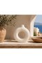 BAMMBO DECOR Decorative Vase, Off-White Textured Round Donut Vase with Open Center, Sculptural Wabi-Sabi Table Decor, Modern Minimalist Accent for Living Room, Console, Shelf & Entryway - 2