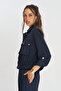 Women's Drawstring Waist Double Pocket Flowy Solid Color Jacket - 4
