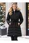 Women's Hooded Fur-Detail Long Puffer Coat with Waist Belt for Winter