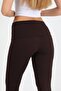 Women's Folded Waist Brown Spanish Leggings - H5989 - 3