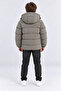 Boy's Hooded Inflatable Coat with Zipper Pockets Winter Coat Navy Blue Khaki Gray Ak4282 - 5