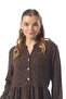 Nazlı Flannel Shawl Pattern Buttoned V-Neck Long Sleeve Winter Long Dress Coffee Khv - 3