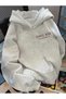 Unisex Gray E2691E Printed Hooded Sweatshirt Printed Premium Oversize T-Shirt