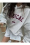 Unisex Gray Musical Printed Hooded Sweatshirt Printed Premium Oversize T-Shirt