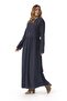 Nazlı Flannel Shawl Pattern Buttoned V-Neck Long Sleeve Winter Long Dress Navy Blue Lcvt - 8