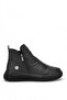 D26Kb-1015 Women's Genuine Leather Flat Boots Black