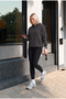 Women's Basic Hooded 3 Thread Regular Fit Smoked Sweatshirt with Kangaroo Pocket - 7