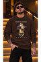 Men's Surfboard and Palm Tree Graphic Detailed Crew Neck Casual Regular Fit Sweatshirt