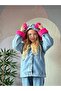 Girl's winter denim jacket with plush inside - 5