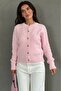 Pink Crew Neck Knitted Patterned Women's Cardigan Mg2899 - 2