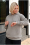 Women's Basic Hooded 3 Thread Regular Fit Stone Color Sweatshirt with Kangaroo Pocket - 5