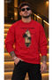 Men's Surfboard and Palm Tree Graphic Detailed Crew Neck Casual Regular Fit Sweatshirt